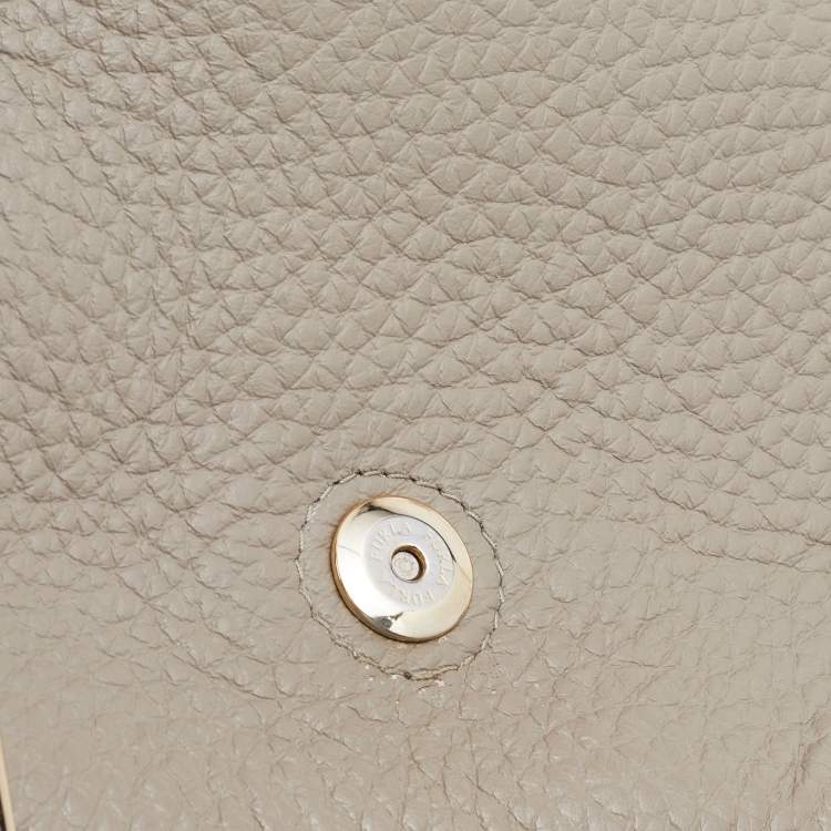 Pre Owned Furla Grey Leather Flap Crossbody Bag 