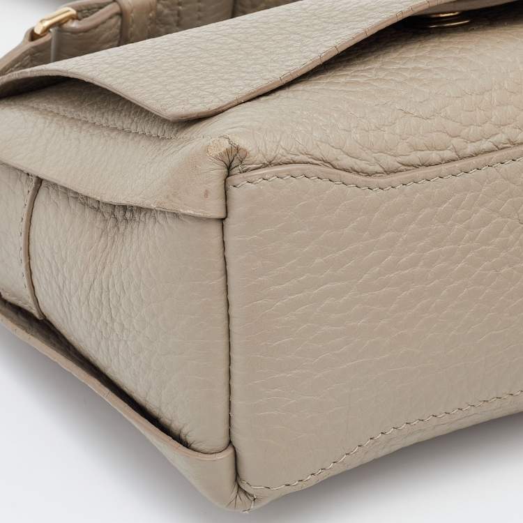 Pre Owned Furla Grey Leather Flap Crossbody Bag 
