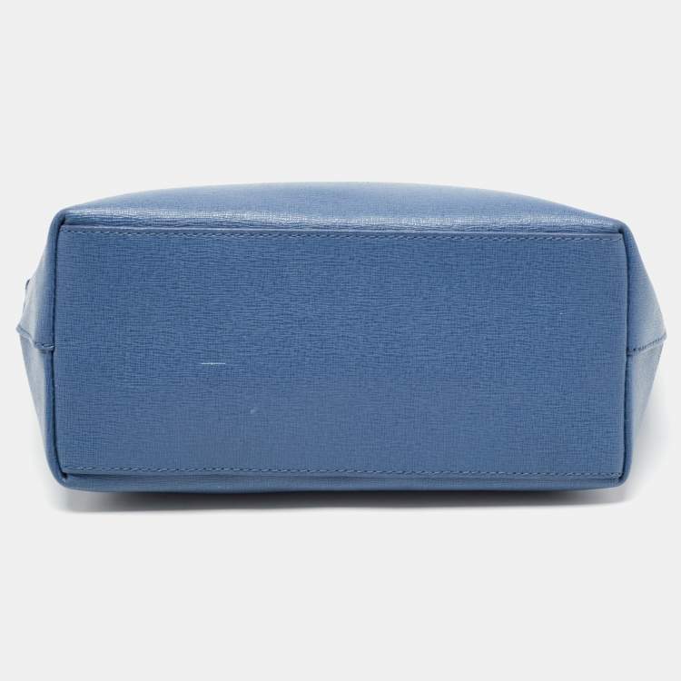 Pre Owned Furla Blue Leather Zip Tote