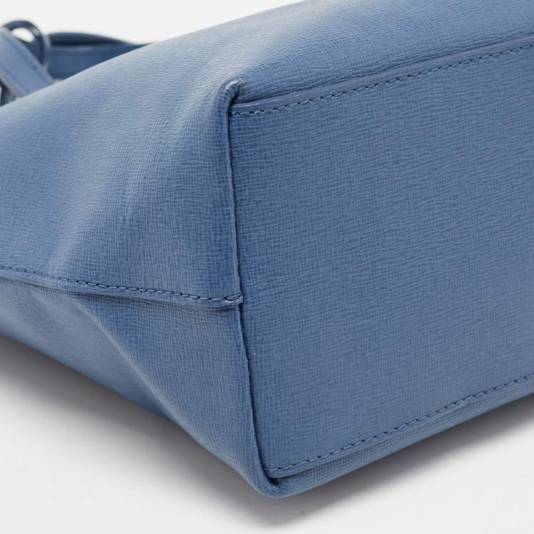 Pre Owned Furla Blue Leather Zip Tote