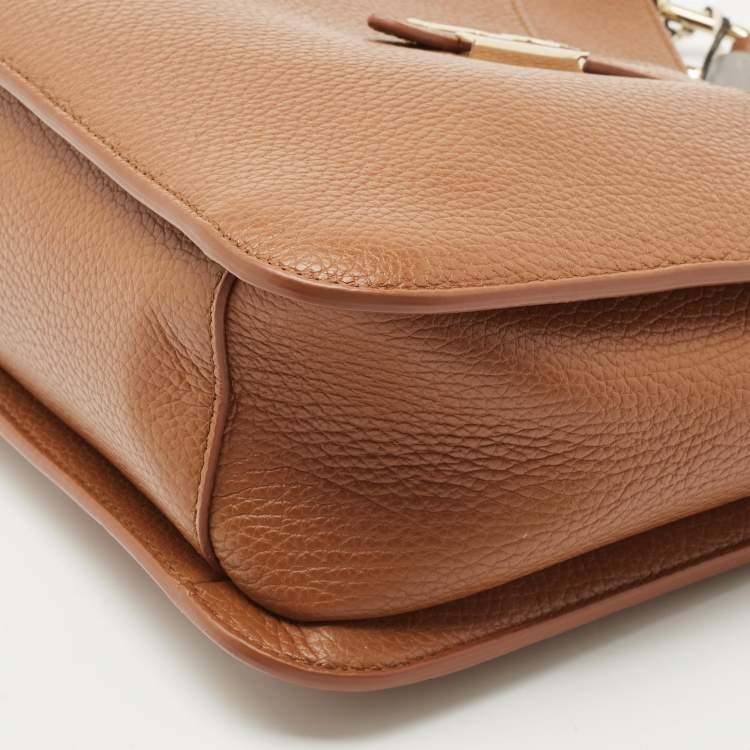 Pre Owned Furla Cognac Grained Leather Small Sofia Hobo