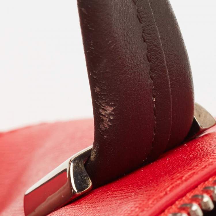 مملوكة مسبقًا Furla Red/Black Leather and Nylon Geometric Zip Tote