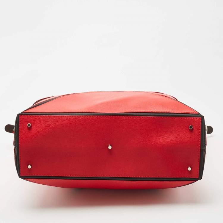 مملوكة مسبقًا Furla Red/Black Leather and Nylon Geometric Zip Tote