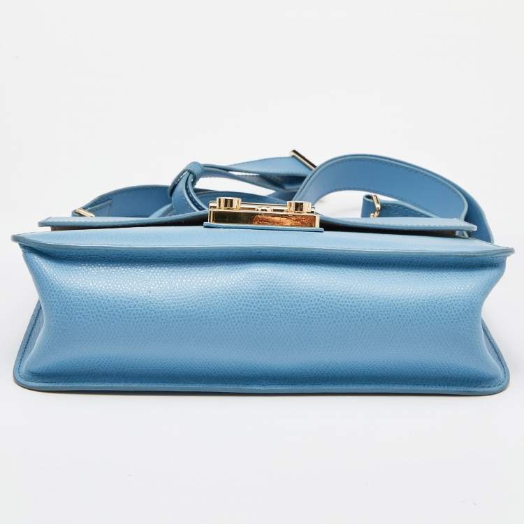 Pre Owned Furla Blue Leather Metropolis Top Handle Bag