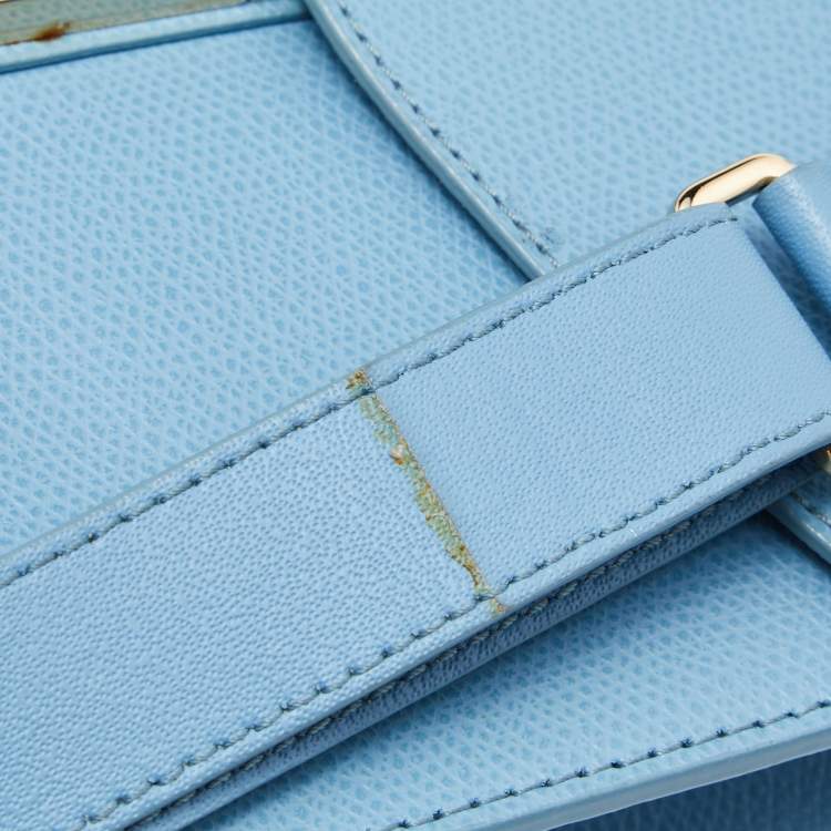 Pre Owned Furla Blue Leather Metropolis Top Handle Bag
