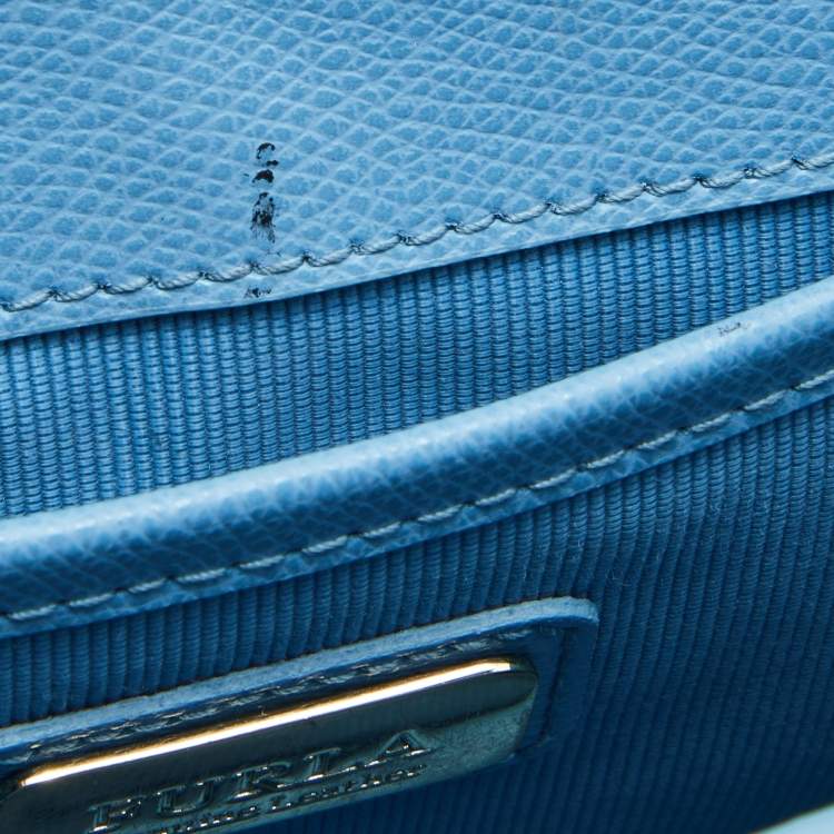 Pre Owned Furla Blue Leather Metropolis Top Handle Bag