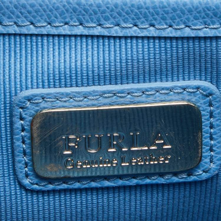 Pre Owned Furla Blue Leather Metropolis Top Handle Bag