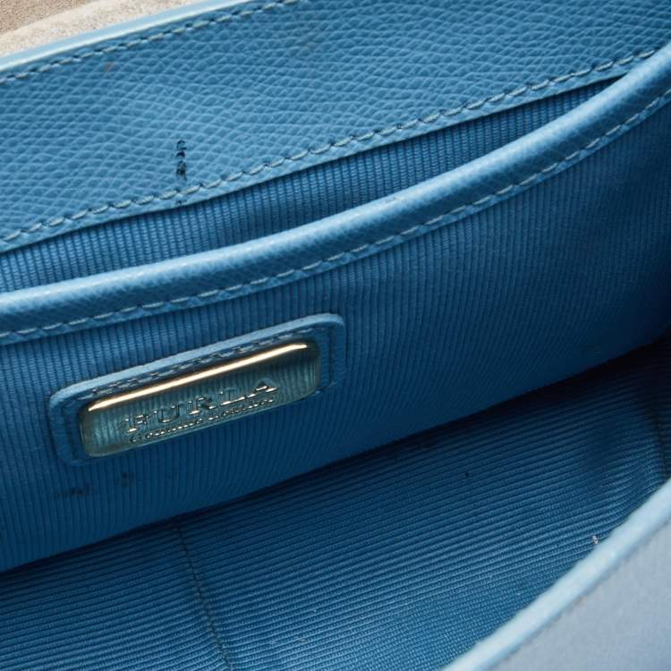 Pre Owned Furla Blue Leather Metropolis Top Handle Bag