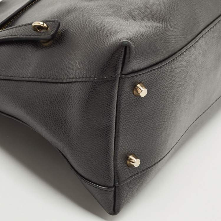 Pre Owned Furla Black Leather Piper Dome Satchel