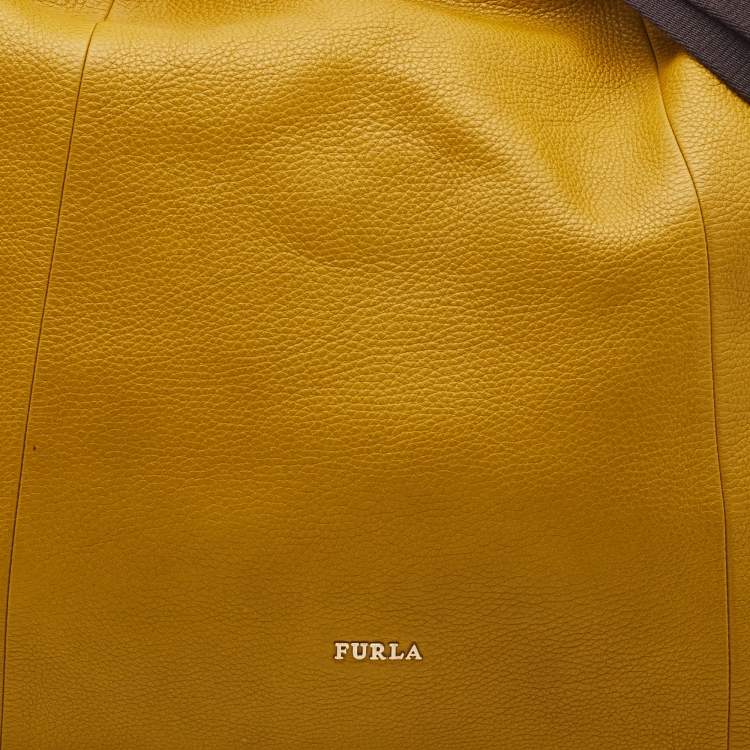 Pre Owned Furla Yellow Leather Elisabeth Hobo