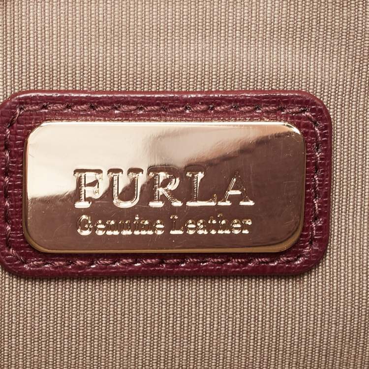 Pre Owned Furla Dark Burgundy Leather Mini Bella Crossbody Bag