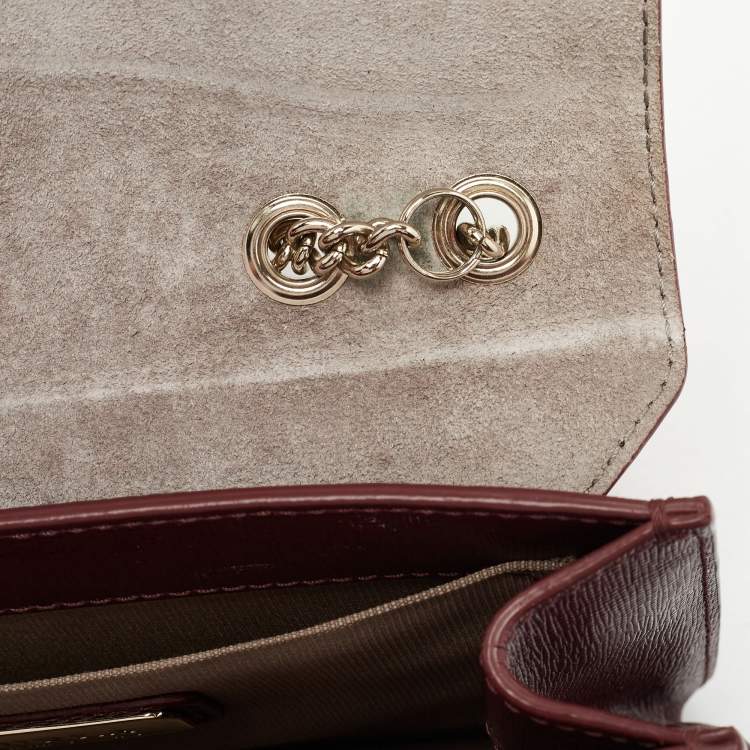 Pre Owned Furla Dark Burgundy Leather Mini Bella Crossbody Bag