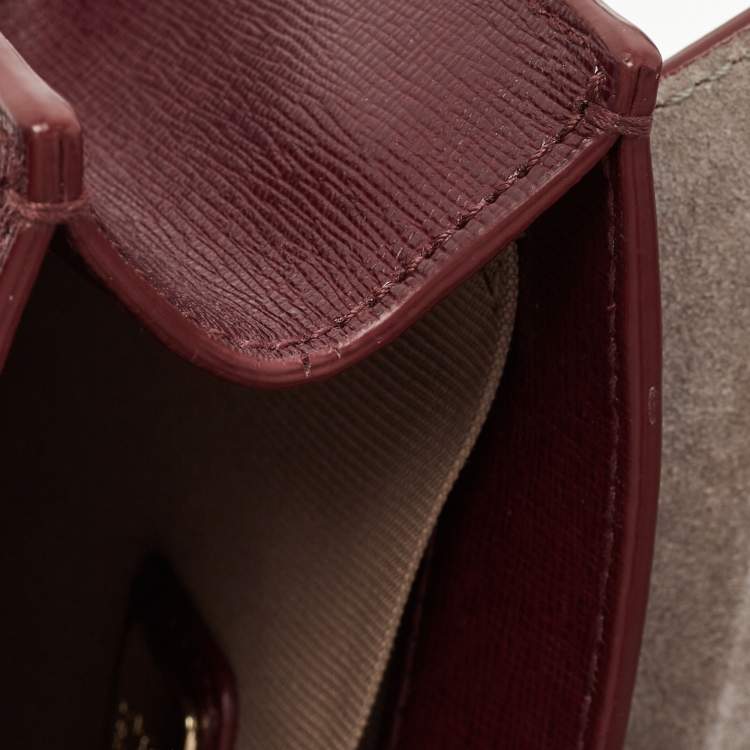 Pre Owned Furla Dark Burgundy Leather Mini Bella Crossbody Bag