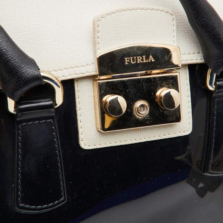 Pre Owned Furla Tricolor Rubber and Leather Candy Flap Satchel