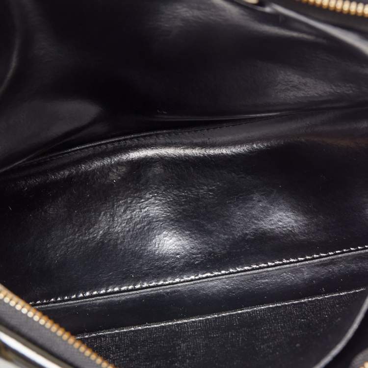 Pre Owned Furla Black Patent and Leather Top Handle Bag