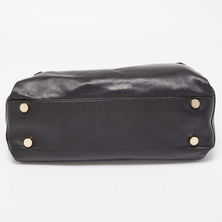 Pre Owned Furla Black Patent and Leather Top Handle Bag
