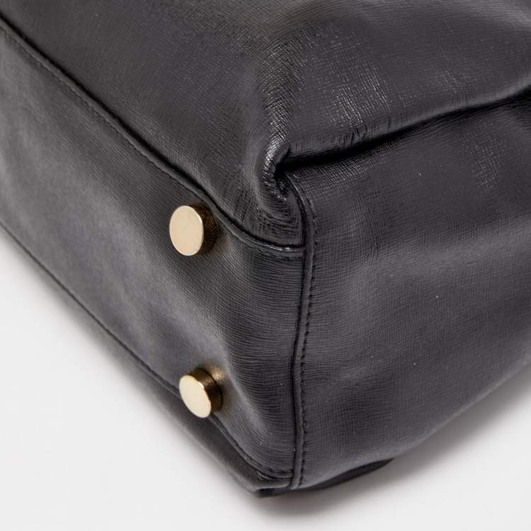 Pre Owned Furla Black Patent and Leather Top Handle Bag