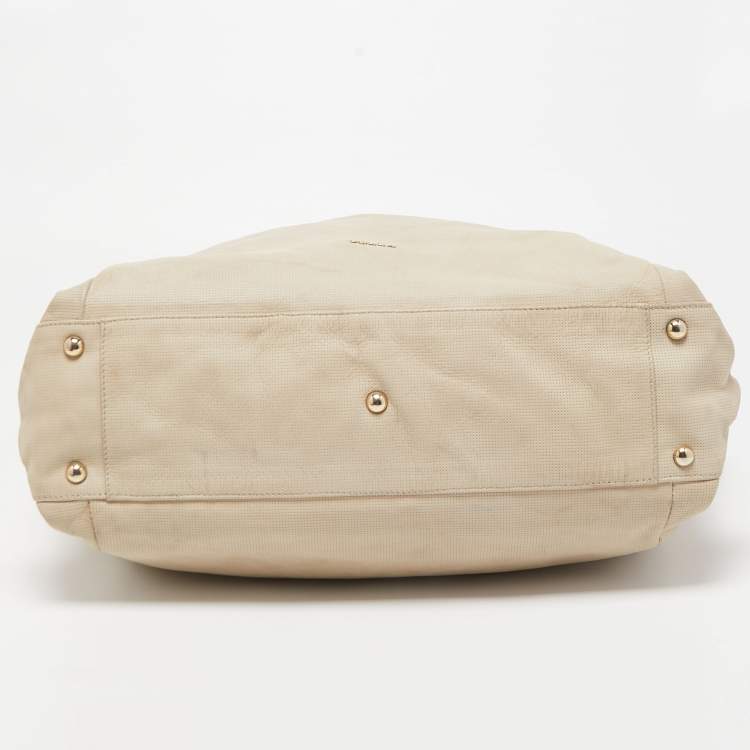 Pre Owned Furla Beige/Grey Leather Hobo