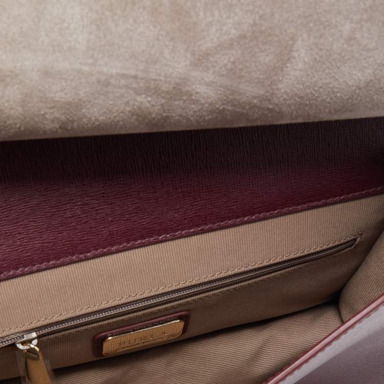 Pre Owned Furla Burgundy Leather Bella Shoulder Bag