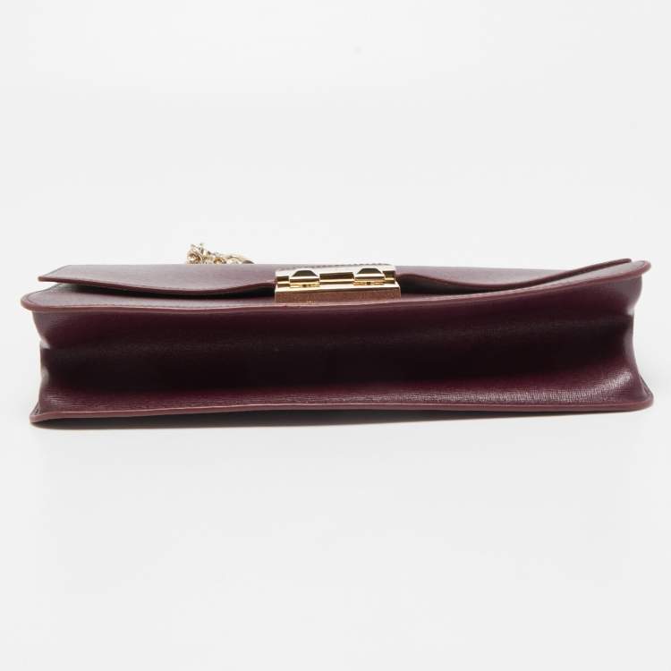 Pre Owned Furla Burgundy Leather Bella Shoulder Bag