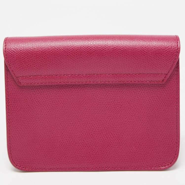 Pre Owned Furla Magenta Pink Leather Mini Metropolis Crossbody Bag