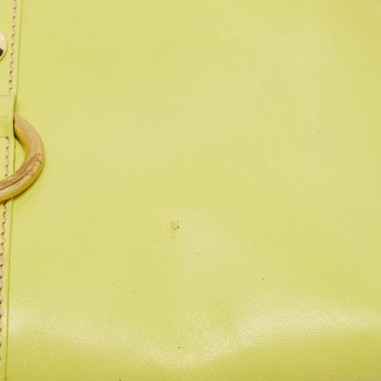 Pre Owned Furla Green Leather Flap Baguette Bag