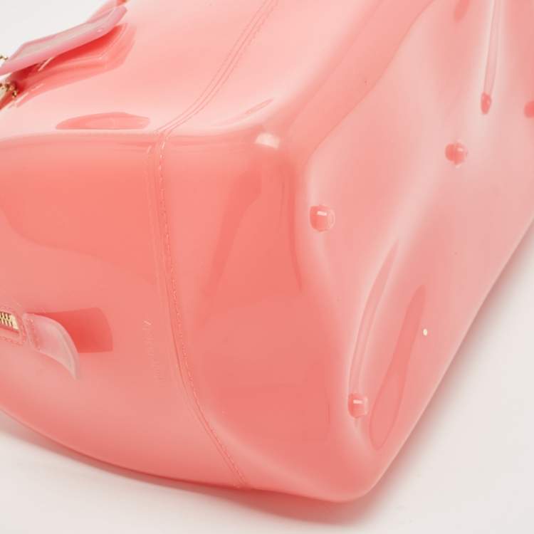 Pre Owned Furla Pink Rubber Medium Candy Satchel