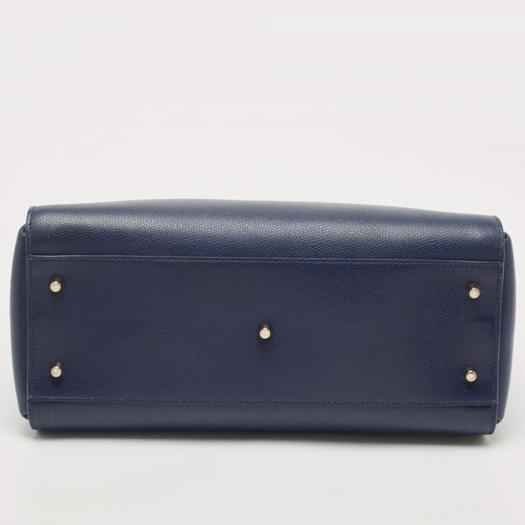 Pre Owned Furla Navy Blue Leather Large Metropolis Tote