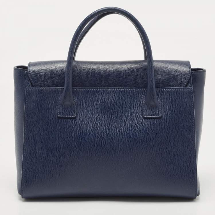 Pre Owned Furla Navy Blue Leather Large Metropolis Tote