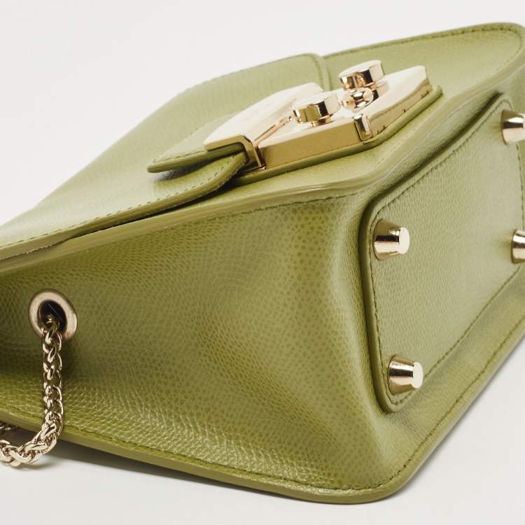 Pre Owned Furla Green Leather Mini Metropolis Crossbody Bag