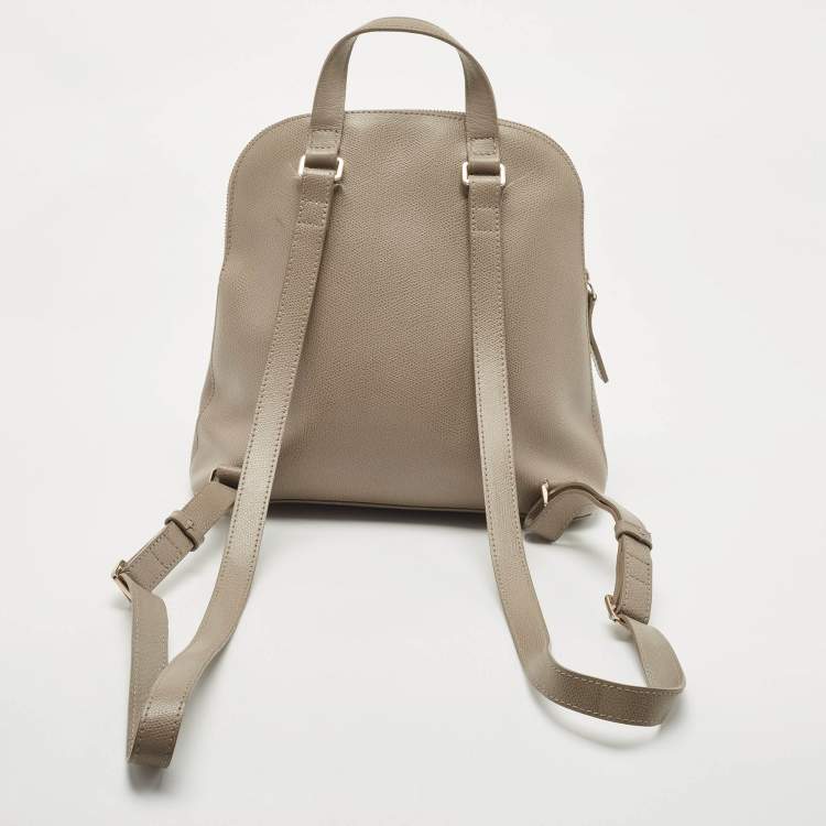 Pre Owned Furla Grey Leather Piper Backpack 