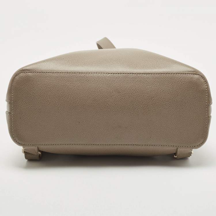 Pre Owned Furla Grey Leather Piper Backpack 