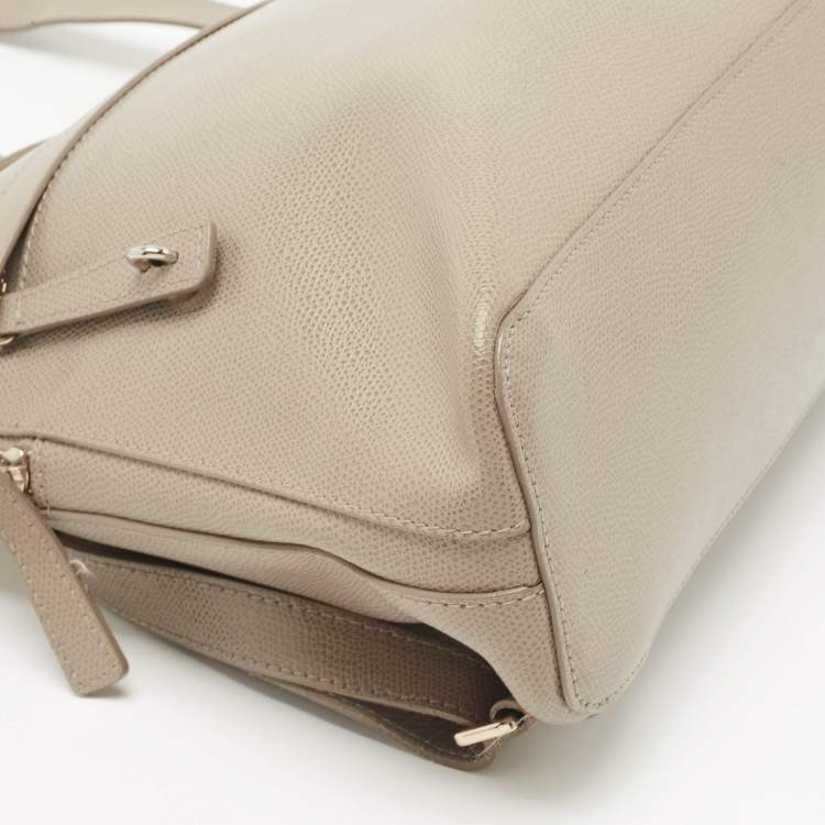 Pre Owned Furla Grey Leather Piper Backpack 