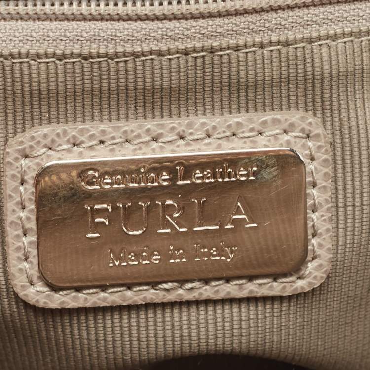 Pre Owned Furla Grey Leather Piper Backpack 