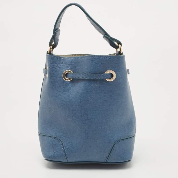 Pre Owned Furla Blue Leather Mini Stacy Bucket Bag