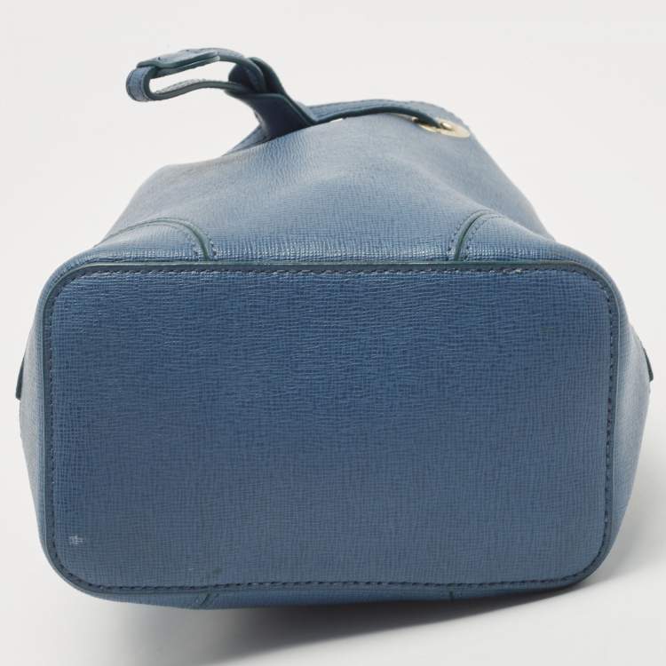 Pre Owned Furla Blue Leather Mini Stacy Bucket Bag