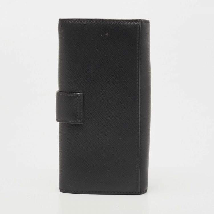 Pre Owned Furla Black Leather Flap Continental Wallet