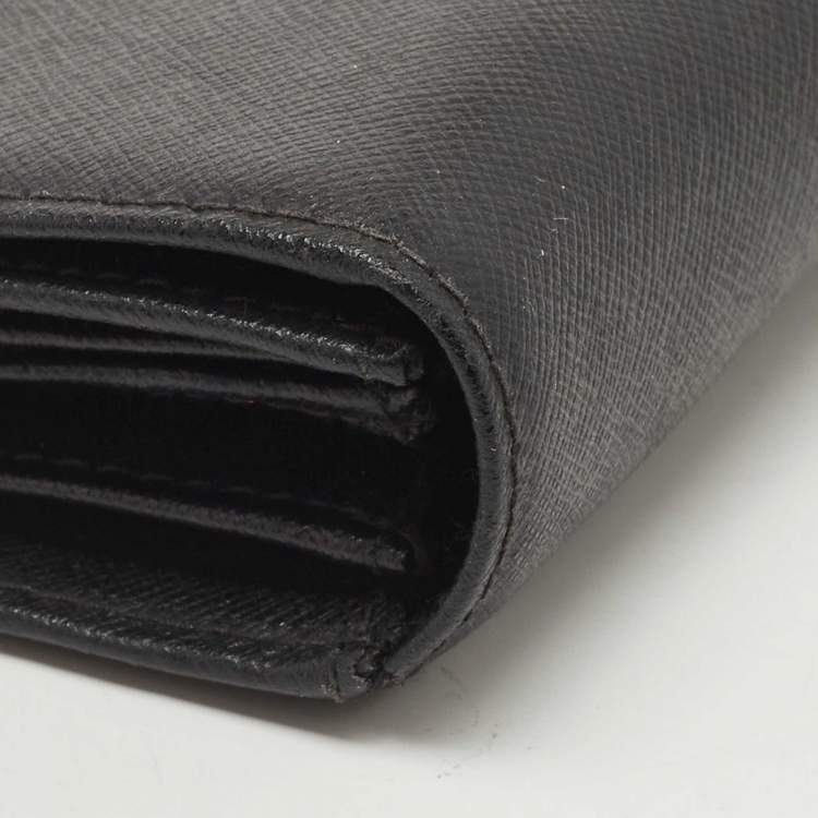 Pre Owned Furla Black Leather Flap Continental Wallet