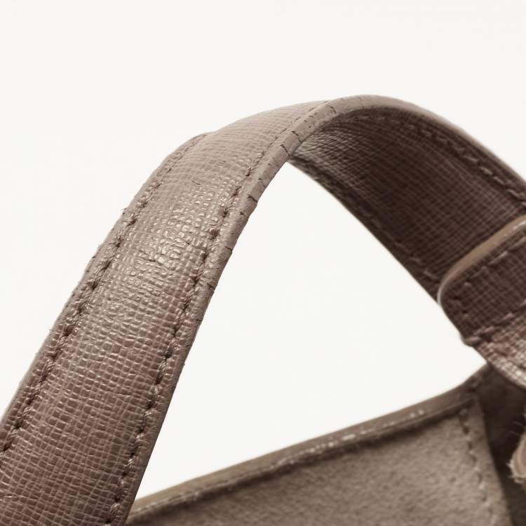 Pre Owned Furla Beige Leather Mini Stacy Drawstring Bucket Bag