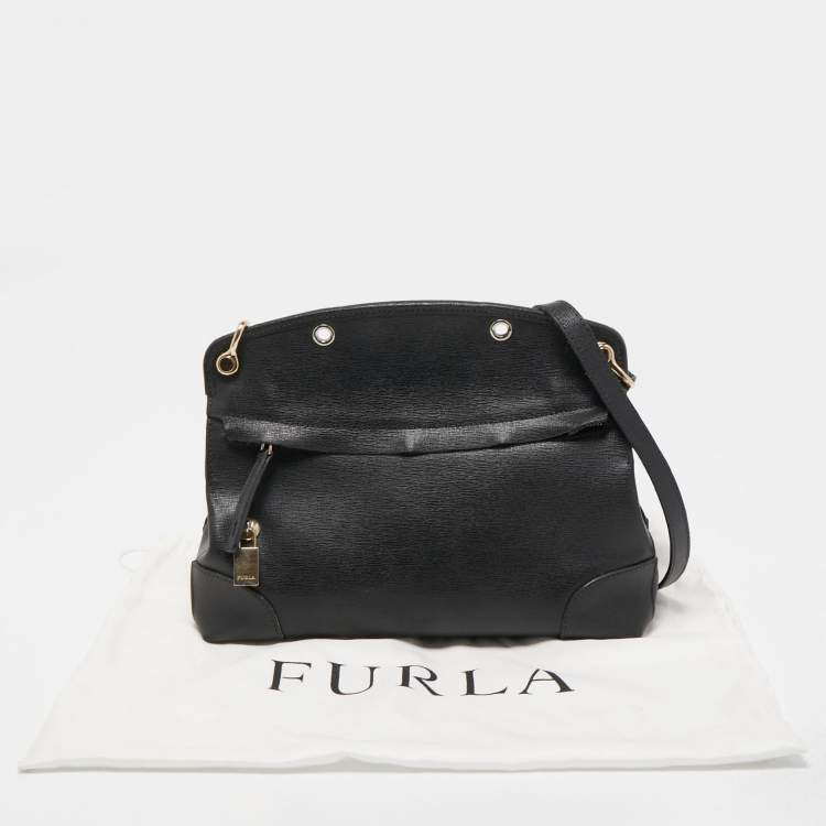 Pre Owned Furla Black Leather Piper Satchel