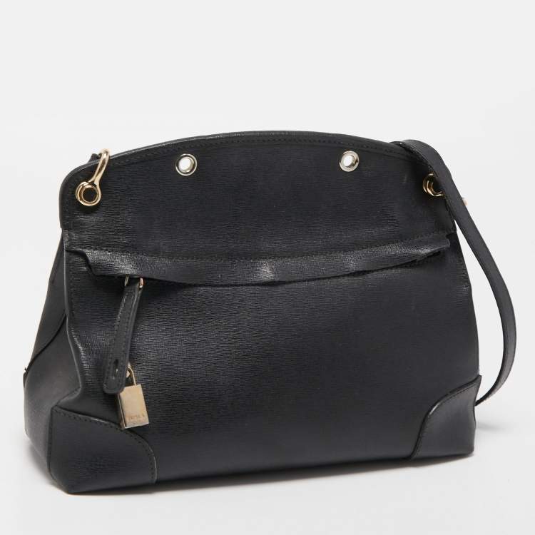 Pre Owned Furla Black Leather Piper Satchel