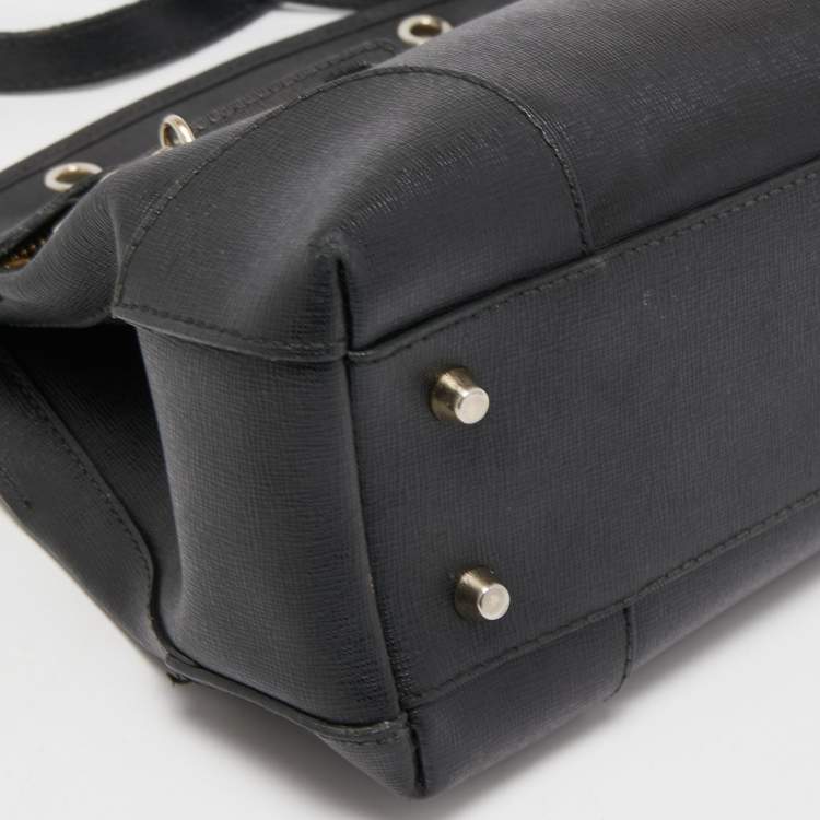 Pre Owned Furla Black Leather Piper Satchel
