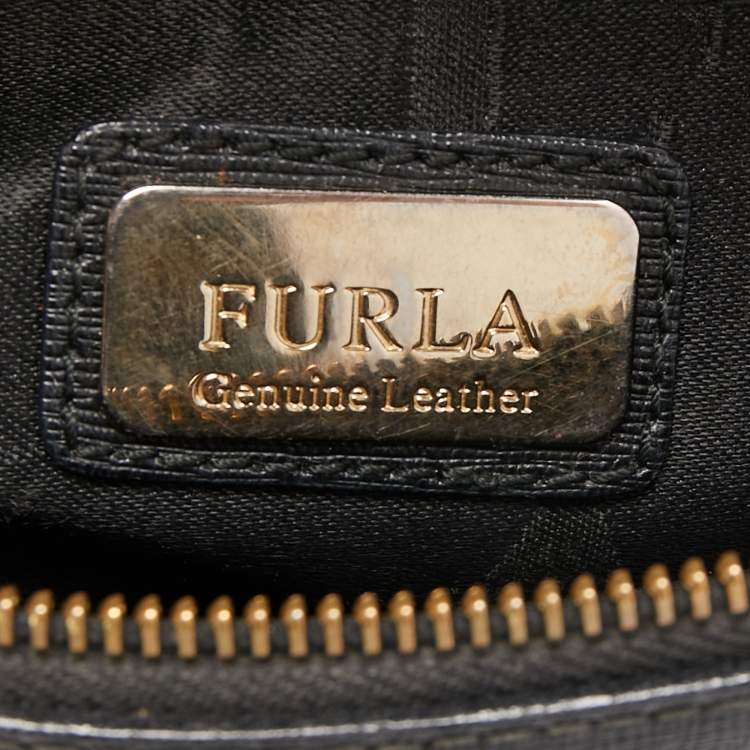 Pre Owned Furla Black Leather Piper Satchel