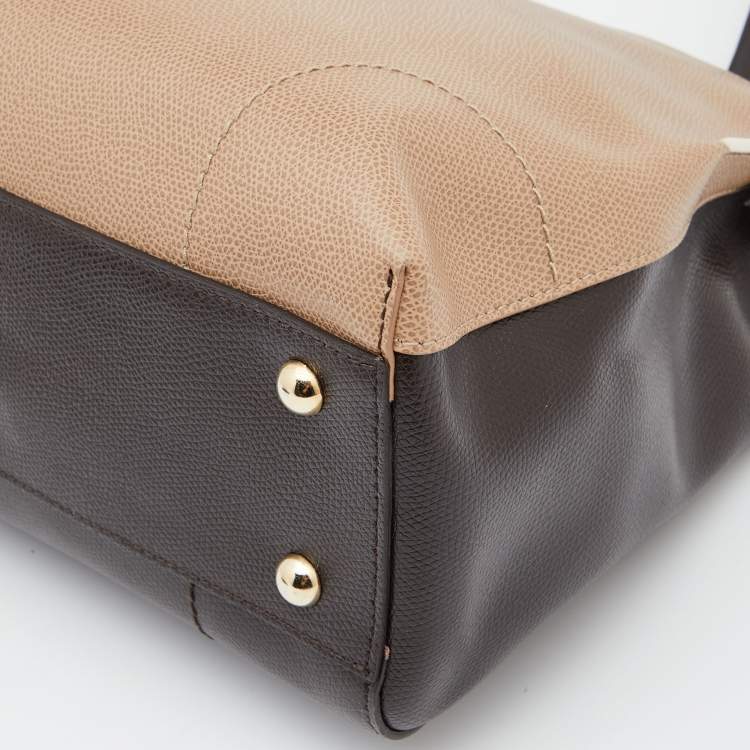 Pre Owned Furla Tri Color Leather Piper Cartella Top Handle Bag