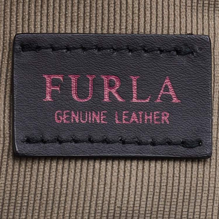 Pre Owned Furla Taupe/Black Leather Metropolis Magia Tote