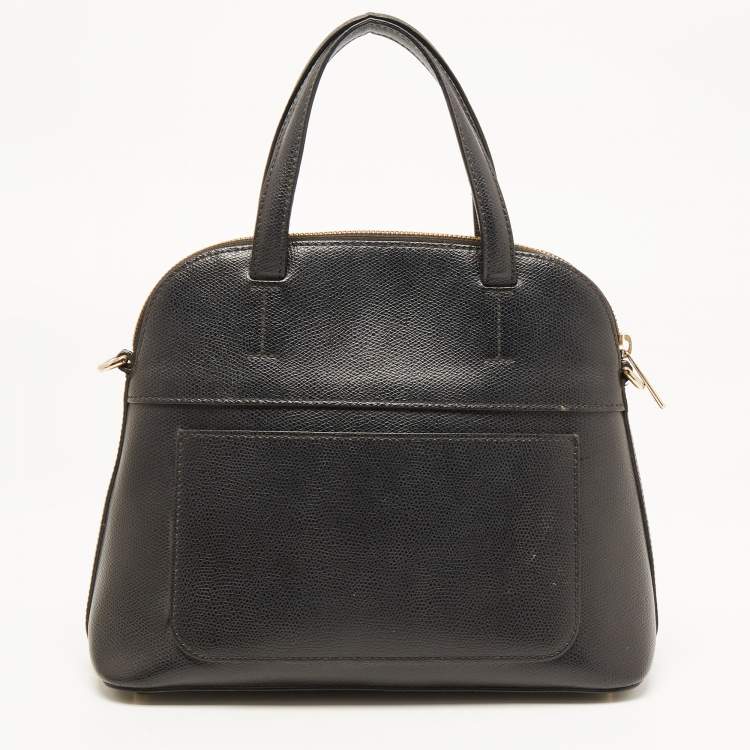 Pre Owned Furla Black Leather Small Piper Dome Satchel