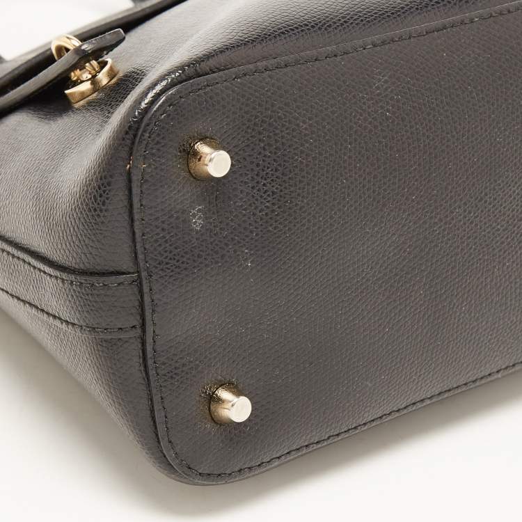 Pre Owned Furla Black Leather Small Piper Dome Satchel