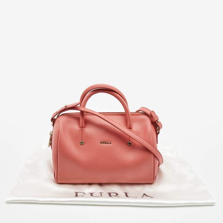 Pre Owned Furla Coral Orange Leather Alissa Satchel