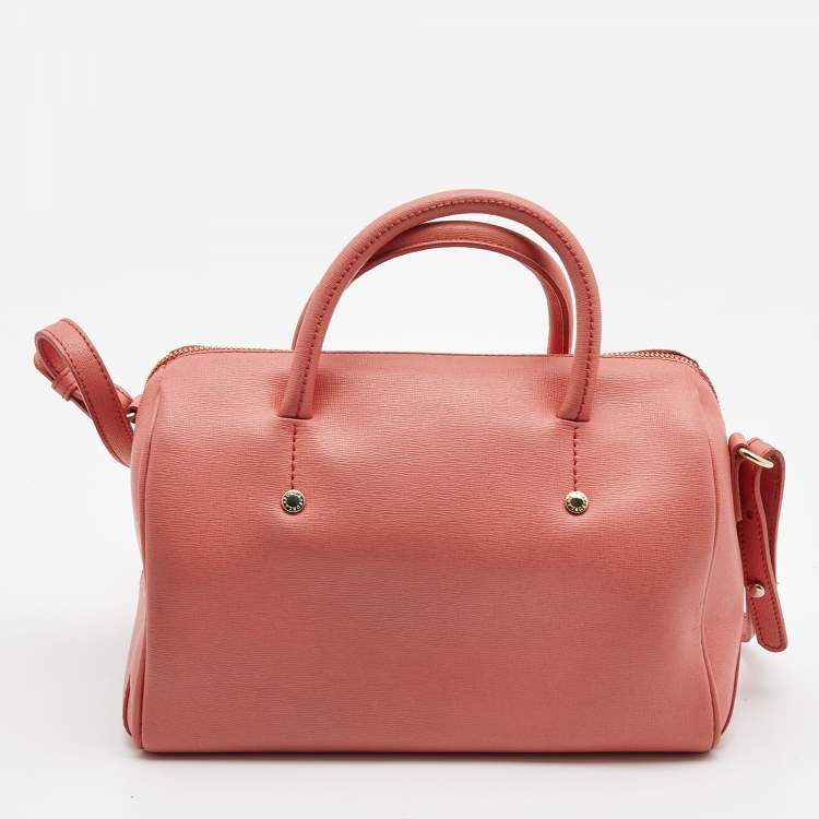 Pre Owned Furla Coral Orange Leather Alissa Satchel
