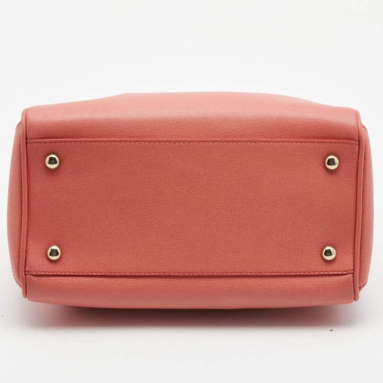 Pre Owned Furla Coral Orange Leather Alissa Satchel